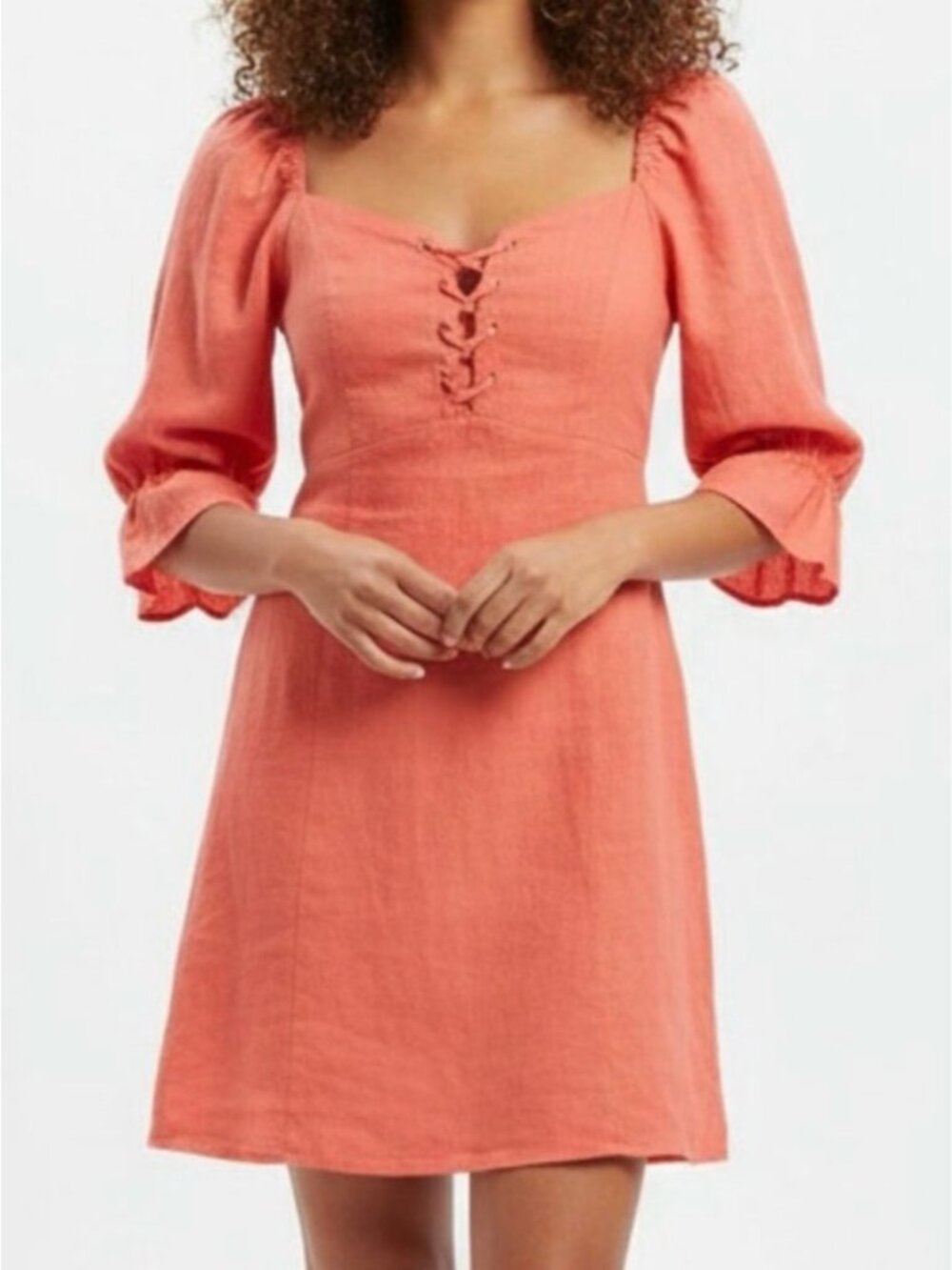 Wilfred Stanza Linen Dress Fresco Pink Size XS Aritzia #76524